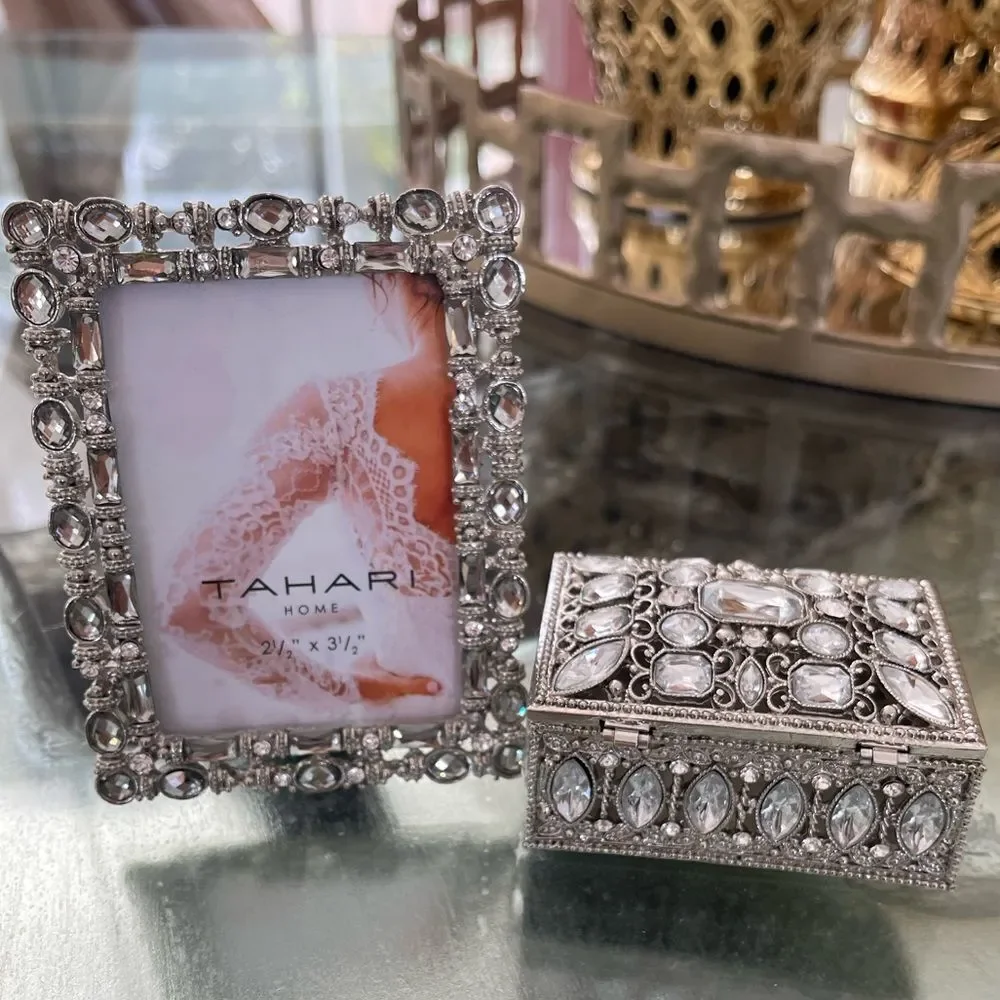 Tahari Silver Decorative photo Frame and Box Set